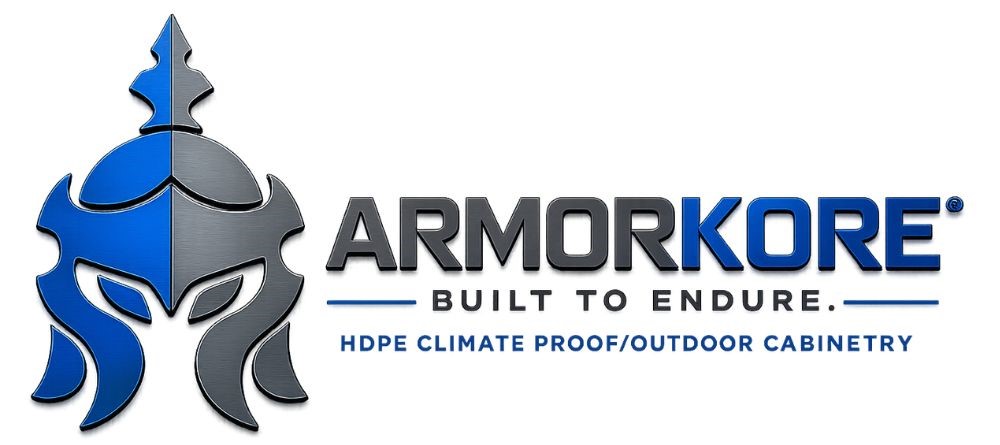 ArmorKore logo - Built to Endure: HDPE climate-proof outdoor cabinetry